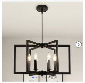 Foucasal Hjsmusd0036b 6-light Black Modern Height-adjustable Metal Chandelier Dining Room