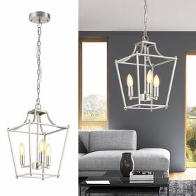 Uld0053-3b Foucasal Lantern Pendant Light Brushed Nickel 9.4 Inch Fixture 3light Hanging