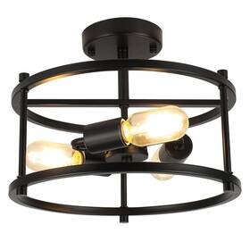 Ulxd006-3a Foucasal Semi Flush Mount Ceiling Light 12.59ftft Farmhouse Black Fixtures