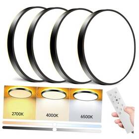 Fpds 707713931712 4 Pack Led Flush Mount Ceiling 12 Inch Black-3cct 2700k/4000k/6000k