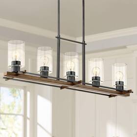 7690-tr-5 Franklin Iron Works Ranger Dust Bronze Linear Pendant Chandelier Lighting 36