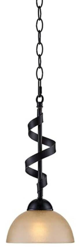 A413001da Franklin Iron Works Bronze Mini Pendant Light 7 Inch Spiral Ribbon Amber Glass Fixture Kitchen Island