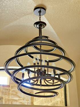 U8950 Franklin Iron Works Shane Bronze 30-3/4 Inch X 30 High Wide Modern Swirl Chandelier