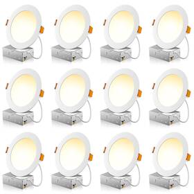1000120 Freelicht 12 Pack 6 Inch 5cct Ultra-thin Led Recessed Ceiling Light With Junction Box