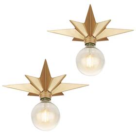 Met-l01041-usfba Frideko Home Flush Mount Ceiling Light - 2 Pack Brass Star Fixtures Mid-century Close T