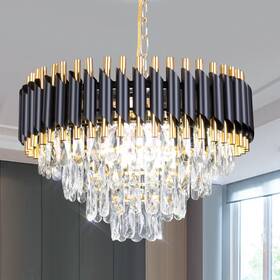 500-b-r Frixchur Modern Crystal Chandelier 20 Inch Black Flush Mount Led Ceiling