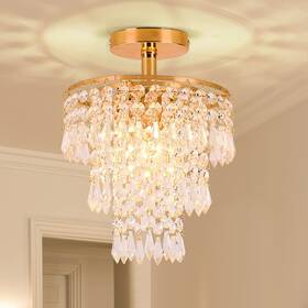 B08l3c7r8m Frixchur Mini Crystal Chandelier Modern Flush Mount Ceiling Light 3 Tiers