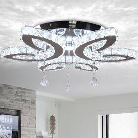 Mc003 Frixchur 20.4 Inch Crystal Ceiling Light Modern Led Chandeliers Large Flush Mount