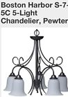 209.wp.2b Frosted Pewter 5 White Chandelier Harbor Glass Finish Light Boston