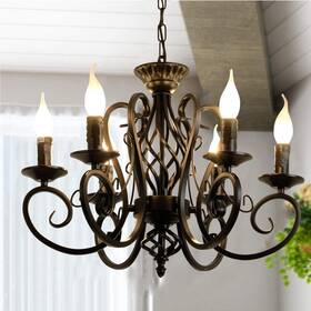 Ganeed 404085260016 Black French Country Chandelier 6 Lights Farmhouse Candle Iron Chandeliers Vi