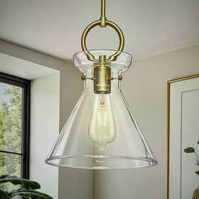 G2433-gold-clear Gednbo 1 Pack Glass Pendant Light 9.84 Inch Modern Adjustable Gold