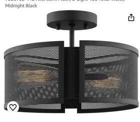1007432877 Generation Lighting 13 Inch Axel 2 Light Black Semi-flush Mount Fixture