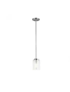 6137301en3-962 Generation Lighting Elmwood Park Pendant Brushed Nickel Clear