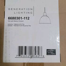 6680301-112 Generation Lighting 785652085826 Huey 1-light Satin Brass Medium Pendant Black