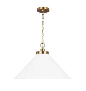Cp1311mwtbbs Generation Lighting Visual Comfort Wellfleet Matte White/burnished Brass Pendant Light
