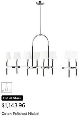 Lc1028pn Generation Lighting 8-light Linear Chandelier Polished Nickel Etl
