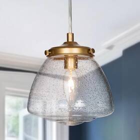 Gepow 732133129241 Antique Gold Pendant Light Modern Hanging Lighting Fixture Seeded Glass. 3-5