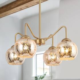 Gepow 732133135013 Gold Chandelier Modern 4-light Dining Room Light Fixture With Mer