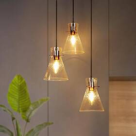 As04930p3 Gepow Modern Cluster Black And Gold Chandelier With Seeded Glass Shades