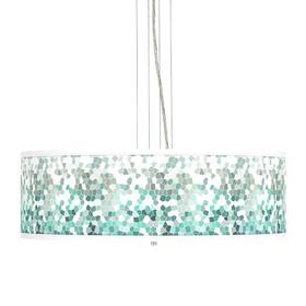 17276-9d491 Giclee Gallery Aqua Mosaic 24 Inch Wide 4-light Pendant Chandelier