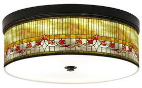 H8795-36f20 Giclee Gallery Lily Flower Pattern 14 Inch Wide Bronze Led Ceiling Light