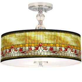 N7956-36f18 Giclee Gallery Mission Ceiling Light Semi Flush Mount Fixture Tiffany Style Lily 16 Inch Bedroom