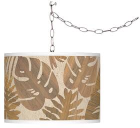X6786-36f07 Giclee Glow Tropical Woodwork Plug-in Swag Pendant
