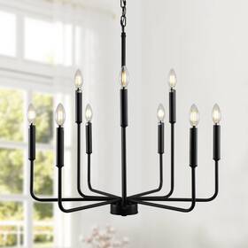 G8836-9 Gifarich Black Chandelier Modern Farmhouse Chandeliers For Dining Room 9-lights Candl