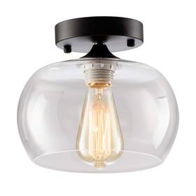 Gladfresit 767520269149 Semi-flush Mount Ceiling Light Glass Shade Ceramic Holder Industrial Island M