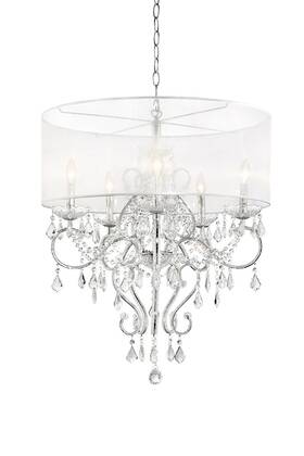 Glam Silver Faux Crystal Hanging Celing Lamp Shade 606114545446 With See Thru