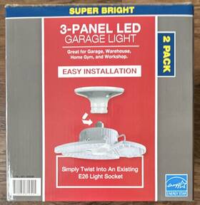 Global Value Lighting Llc 1600298 Super Bright 3-panel Led Garage Light 2-pack E26 Screw-in 8000 Lm 5000k 80w