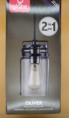 Globe 058219611098 Electric Pendant 1-light Hardwire 4.3 Inch Shaded Metal Plug-in Dark Bronze