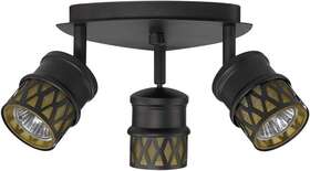 59087 Globe Electric Kearney 3-light Canopy Caged Amber Glass Oil Rubbed Bronze