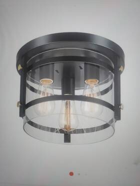 60417 Globe Wexford 3-light Dark Bronze Flush Mount Ceiling Light With Clear Glass