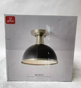 60461 Globe Electric Beckett 10.35 Inch 1-light Matte Black Brass Semi-flush Mount