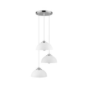 61094 Globe 3-light Cascading Pendant Light Chrome Accents White Shades