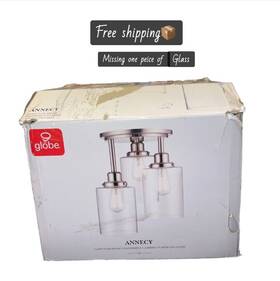 61418 Globe Electric Annecy 3-light Brushed Steel Semi-flush Mount Ceiling Light