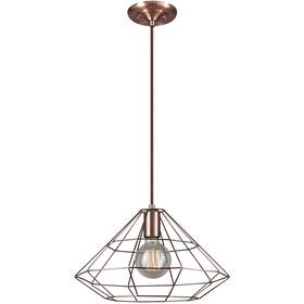 65218 Globe Novogratz X Mahek 1-light Cage Pendant Copper Satin Finish Bulb
