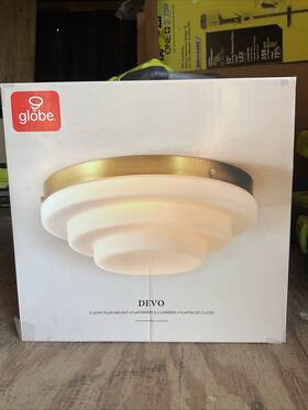 66000081 Globe Devo 2-light Flush Mount Ceiling Light Matte Brass Finish
