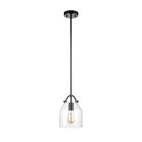 67000097 Globe Electric 1-light Pendant Light Fixture Matte Black Clear Glass