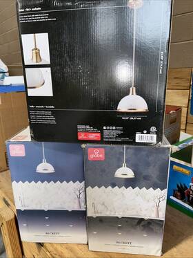 85293605 Globe Electric 60824 1-light Pendant Matte White Brass Accents - New