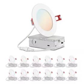 Globe Electric 058219512784 12 Pack - 4 Inch Ultraslim Canless Cct Led Recessed Lights