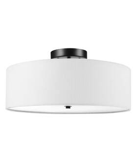 60315 Globe Electric 2-light Flush Mount Ceiling Light Dark Bronze White Linen Shade