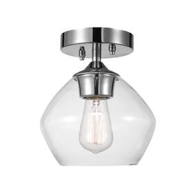 60875 Globe Electric Harrow 1-light Semi-flush Mount Ceiling Light Chrome Clear