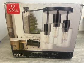 60981 Globe Electric Sedona 3 Light 12 Inch W Semi-flush Ceiling - Black