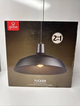 61110 Globe Electric Tucker 1-light Black Pendant Plug-in/hardwire 15 Ft Cord
