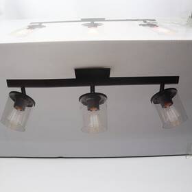 64000117 Globe Electric 3-light Track Lighting Seeded Glass Shade Matte Black 24 Inch