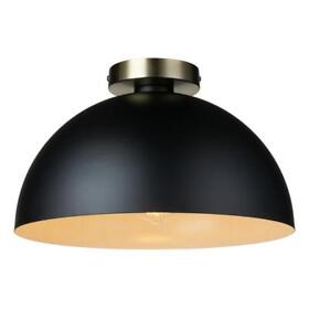 61021 Globe Electric Monica 14 In. 1-light Matte Black Semi-flush Mount With Gold Accent