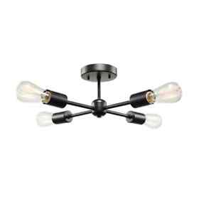 66008 Globe Electric Vane 4-light Matte Black Flush Mount Ceiling Light
