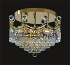 9-ligh Gold " D20 Real Crystal Small Frame Flush Mount H16 Cut